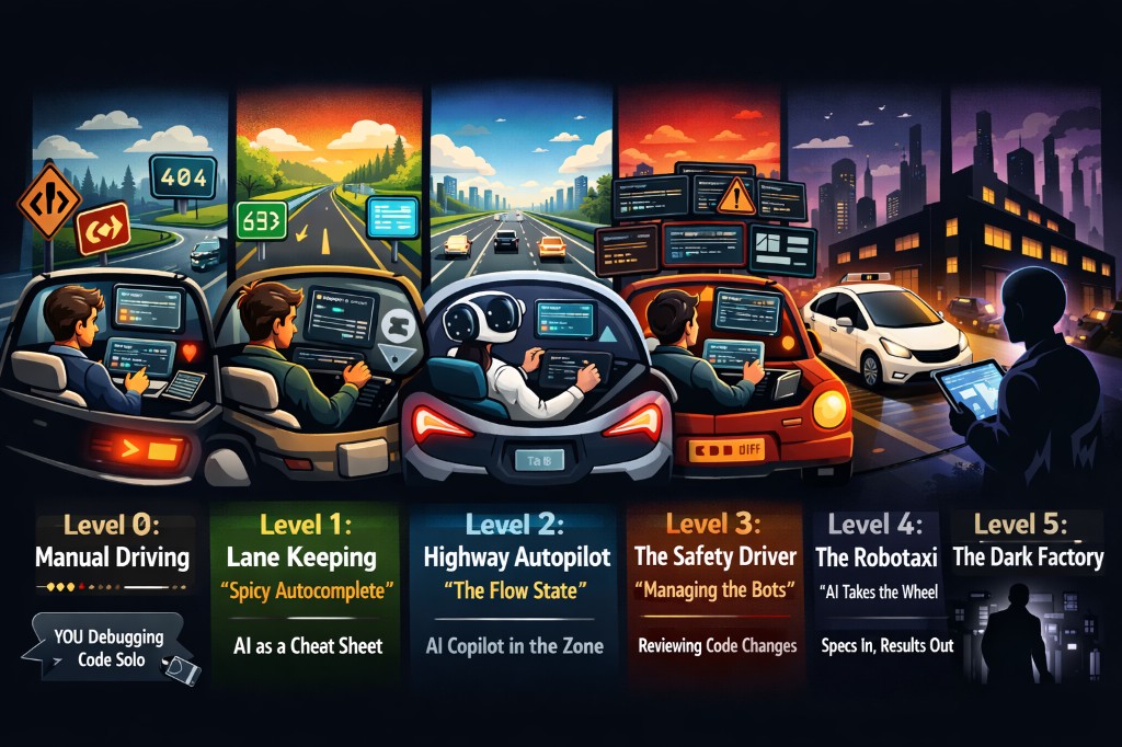AI Engineering Levels - From Manual Driving to Dark Factory